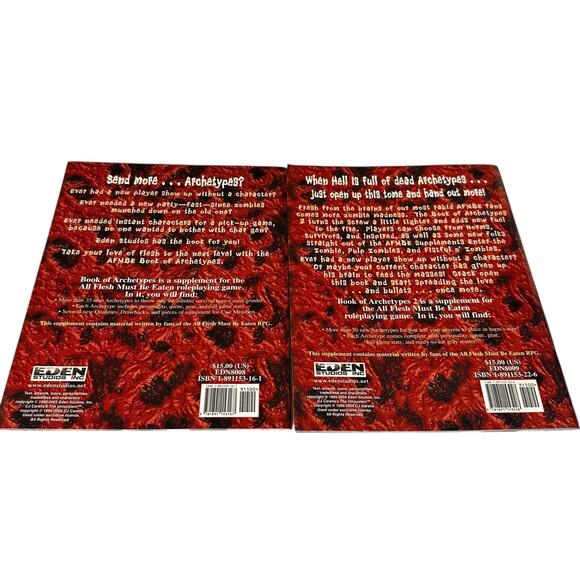 The Book of Archetypes 1&2 All Flesh Must Be Eaten Eden Studios Zombie RPG - Picture 2 of 2